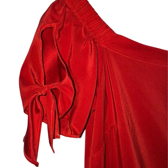 AMANDA UPRICHARD 100% Silk Desiree Mini Dress in Candy Apple Red | Small - Picture 3 of 7